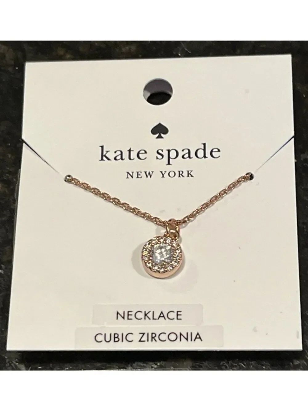 Kate Spade You're A Gem Pave Halo Pendant Necklace Rose Gold  CZ NWT MSRP $59